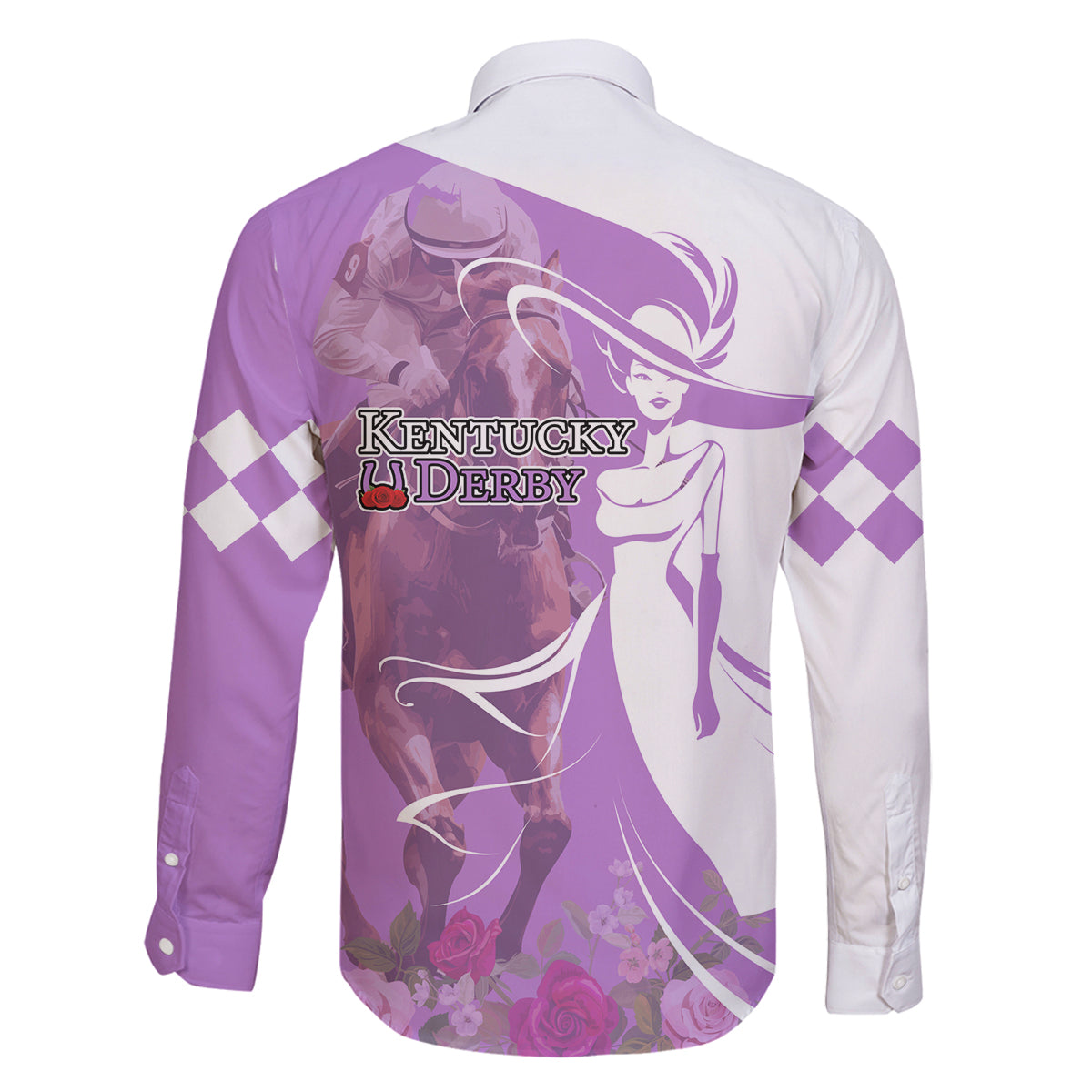 Kentucky Racing Horses Derby Hat Girl Family Matching Summer Maxi Dress and Hawaiian Shirt Purple Color - Wonder Print Shop