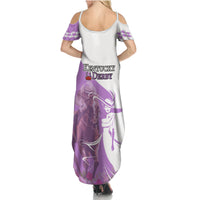 Kentucky Racing Horses Derby Hat Girl Family Matching Summer Maxi Dress and Hawaiian Shirt Purple Color - Wonder Print Shop