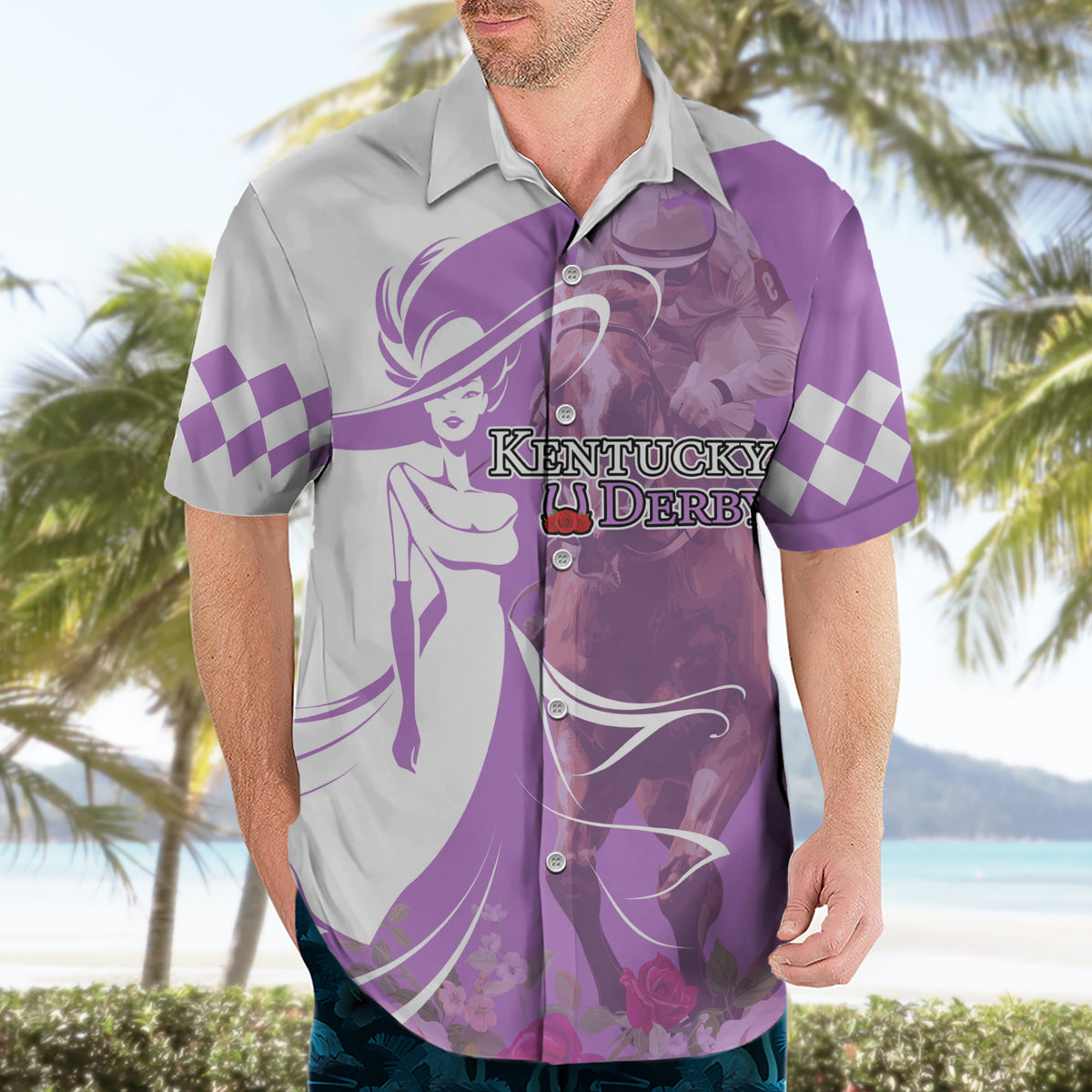 Kentucky Racing Horses Derby Hat Girl Hawaiian Shirt Purple Color - Wonder Print Shop