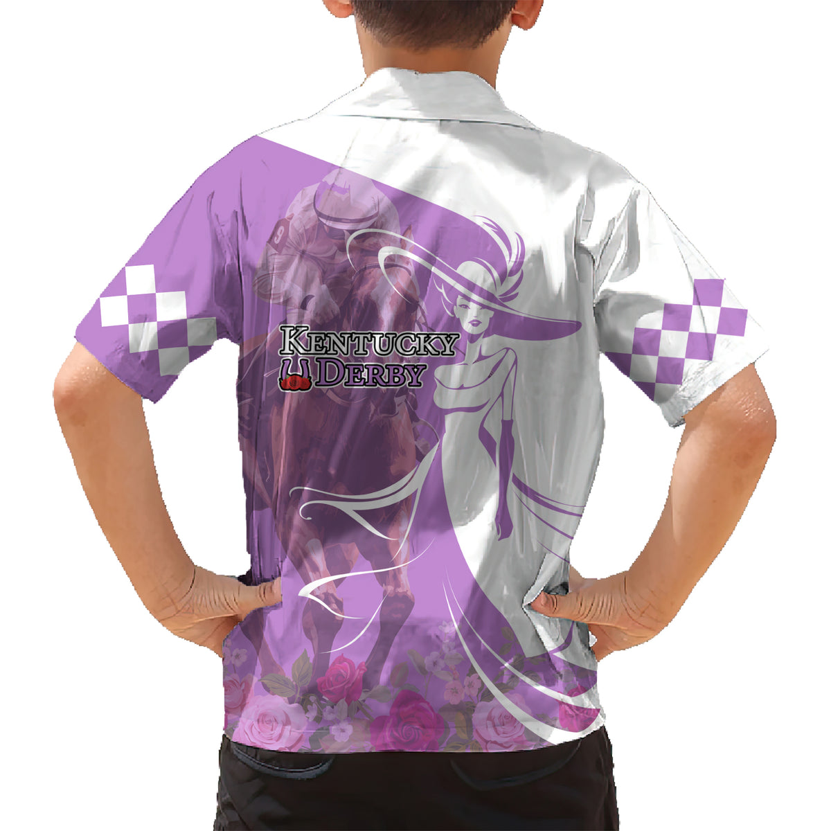 Kentucky Racing Horses Derby Hat Girl Kid Hawaiian Shirt Purple Color - Wonder Print Shop