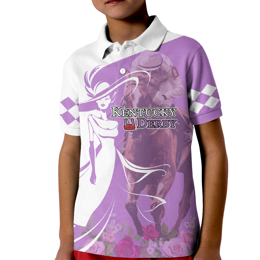 Kentucky Racing Horses Derby Hat Girl Kid Polo Shirt Purple Color - Wonder Print Shop