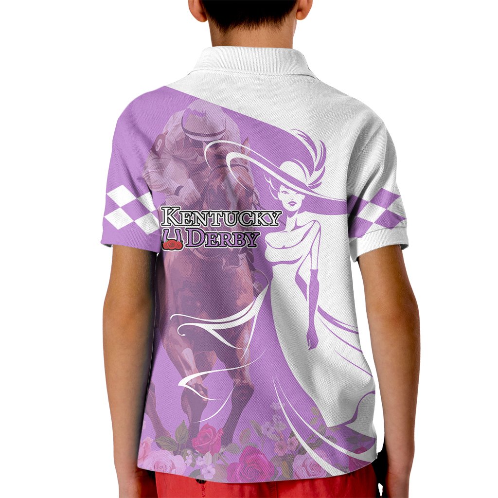 Kentucky Racing Horses Derby Hat Girl Kid Polo Shirt Purple Color - Wonder Print Shop