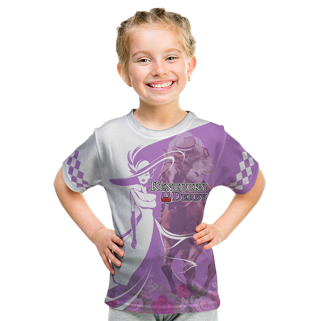 Kentucky Racing Horses Derby Hat Girl Kid T Shirt Purple Color - Wonder Print Shop