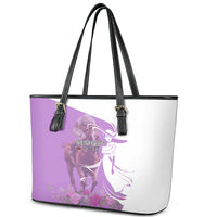 Kentucky Racing Horses Derby Hat Girl Leather Tote Bag Purple Color - Wonder Print Shop