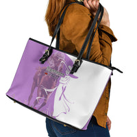 Kentucky Racing Horses Derby Hat Girl Leather Tote Bag Purple Color - Wonder Print Shop