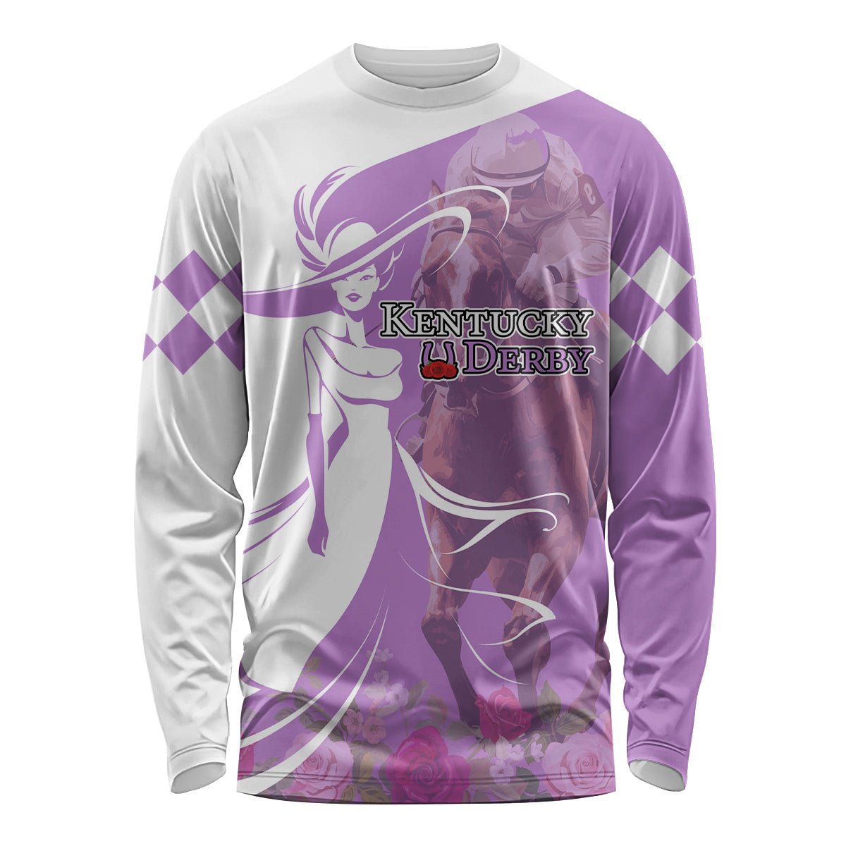 Kentucky Racing Horses Derby Hat Girl Long Sleeve Shirt Purple Color - Wonder Print Shop