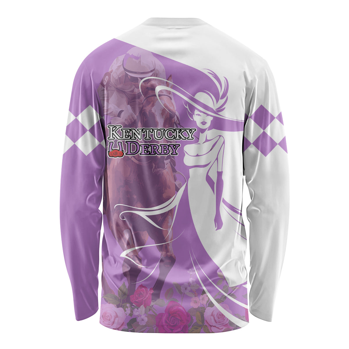 Kentucky Racing Horses Derby Hat Girl Long Sleeve Shirt Purple Color - Wonder Print Shop