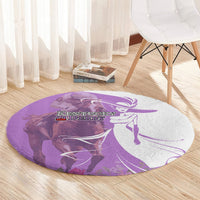 Kentucky Racing Horses Derby Hat Girl Round Carpet Purple Color