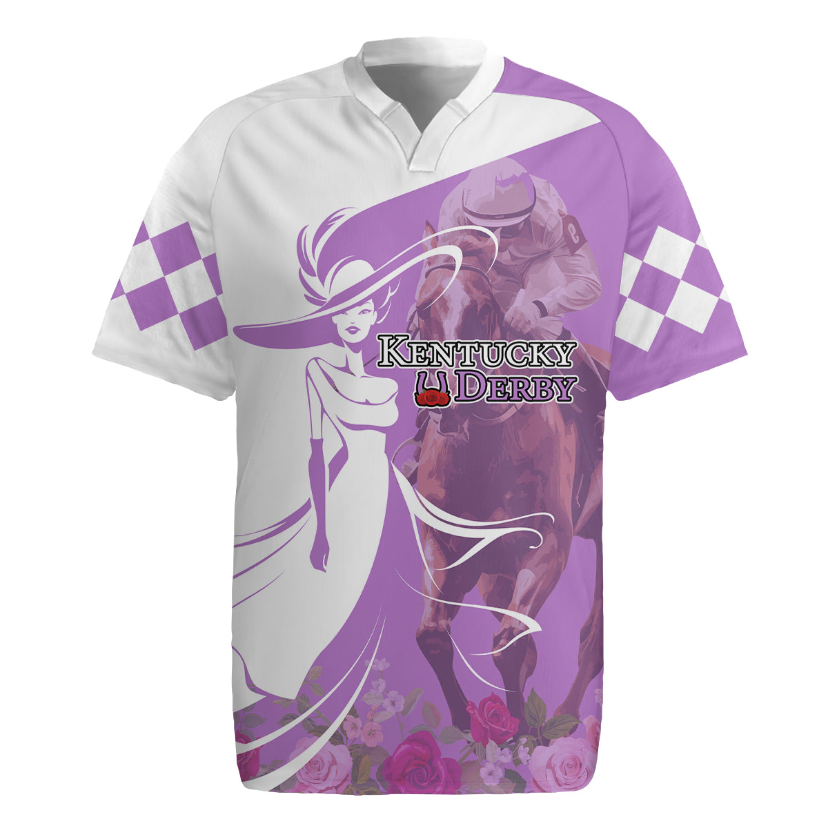 Kentucky Racing Horses Derby Hat Girl Rugby Jersey Purple Color - Wonder Print Shop