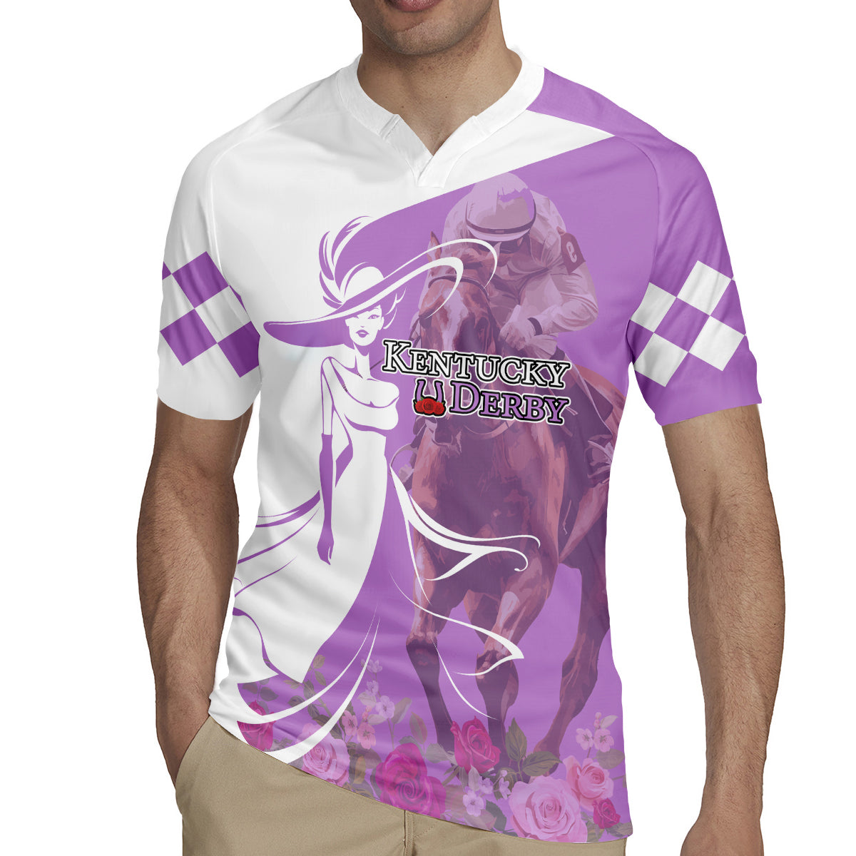 Kentucky Racing Horses Derby Hat Girl Rugby Jersey Purple Color - Wonder Print Shop