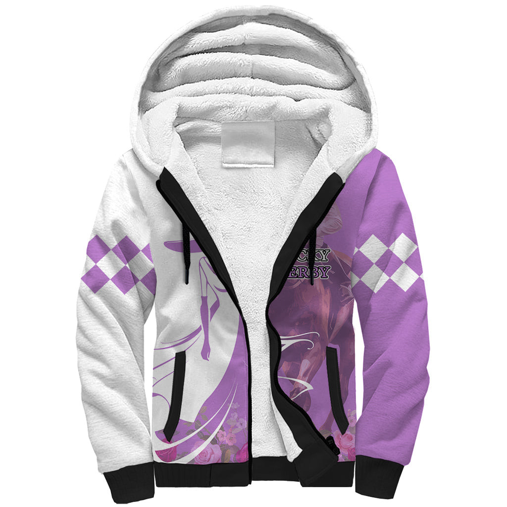 Kentucky Racing Horses Derby Hat Girl Sherpa Hoodie Purple Color - Wonder Print Shop