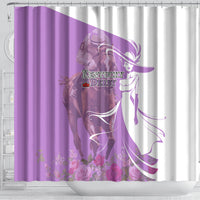 Kentucky Racing Horses Derby Hat Girl Shower Curtain Purple Color