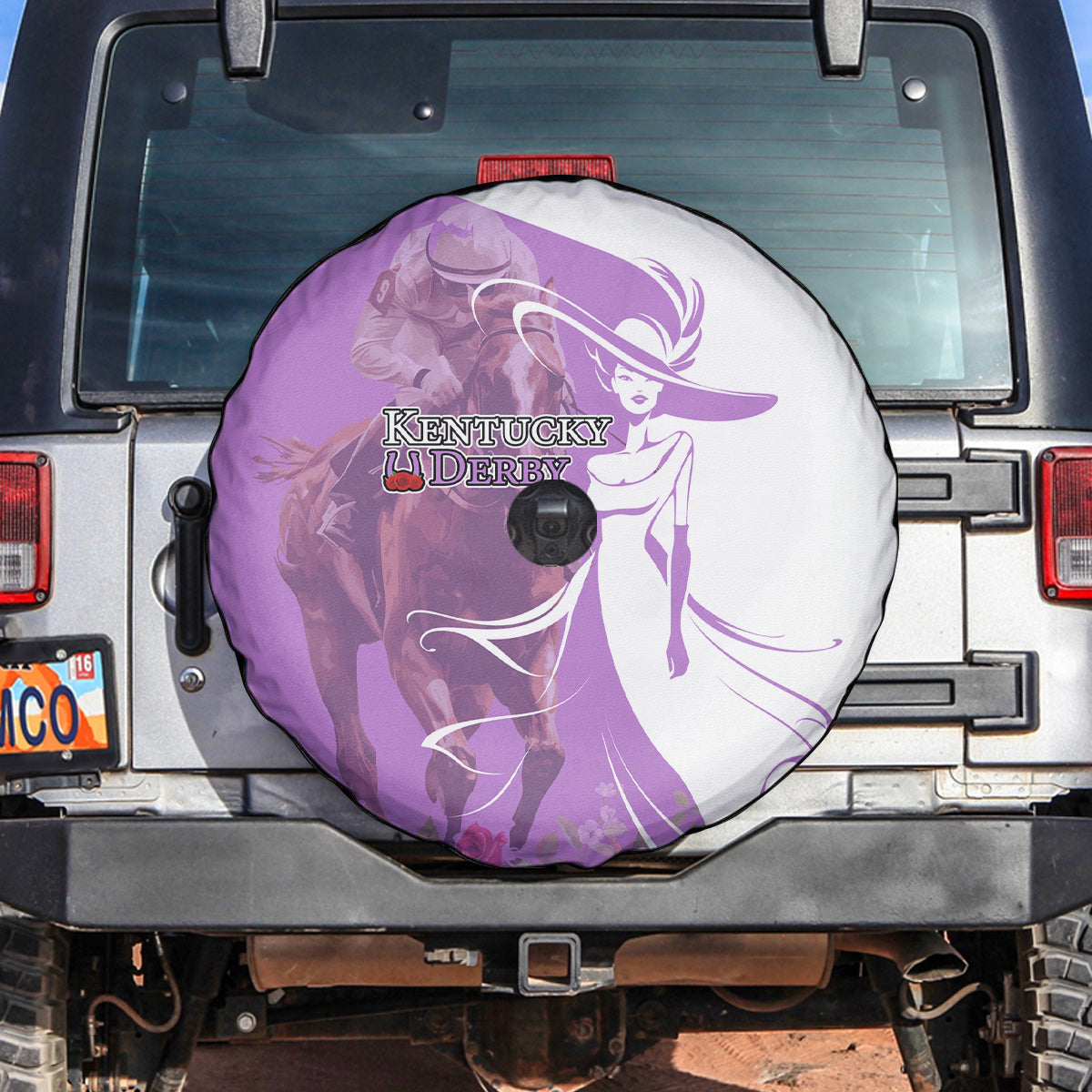 Kentucky Racing Horses Derby Hat Girl Spare Tire Cover Purple Color - Wonder Print Shop
