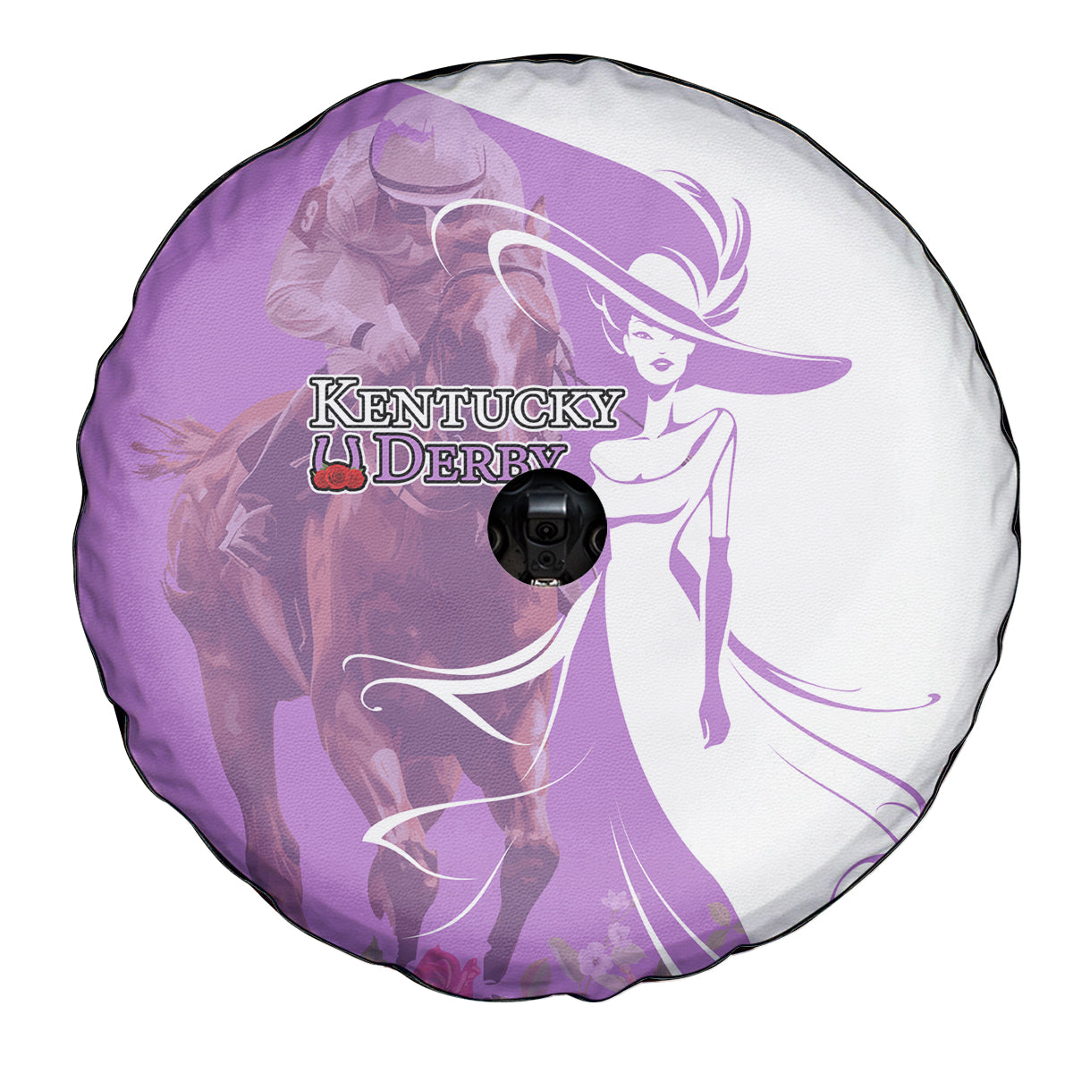 Kentucky Racing Horses Derby Hat Girl Spare Tire Cover Purple Color - Wonder Print Shop
