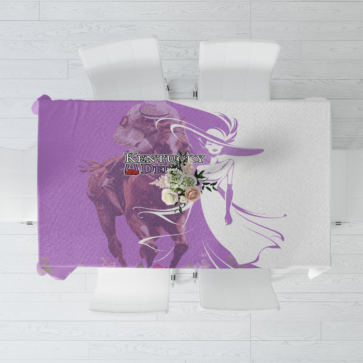 Kentucky Racing Horses Derby Hat Girl Tablecloth Purple Color - Wonder Print Shop