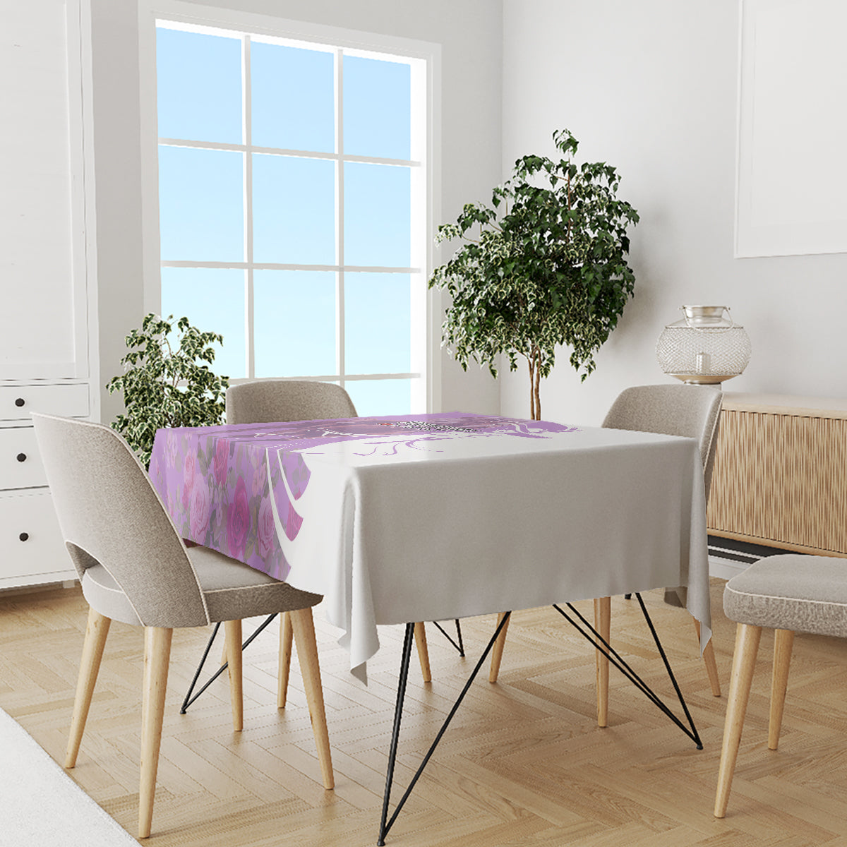 Kentucky Racing Horses Derby Hat Girl Tablecloth Purple Color - Wonder Print Shop