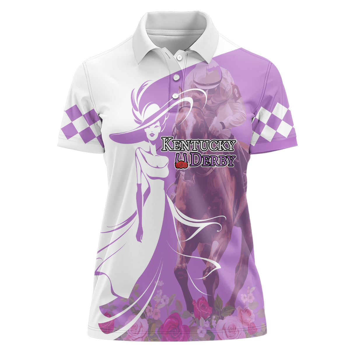 Kentucky Racing Horses Derby Hat Girl Women Polo Shirt Purple Color - Wonder Print Shop