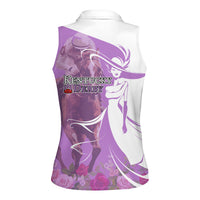 Kentucky Racing Horses Derby Hat Girl Women Sleeveless Polo Shirt Purple Color - Wonder Print Shop