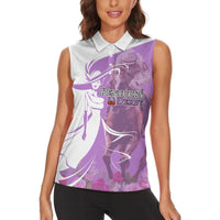 Kentucky Racing Horses Derby Hat Girl Women Sleeveless Polo Shirt Purple Color - Wonder Print Shop