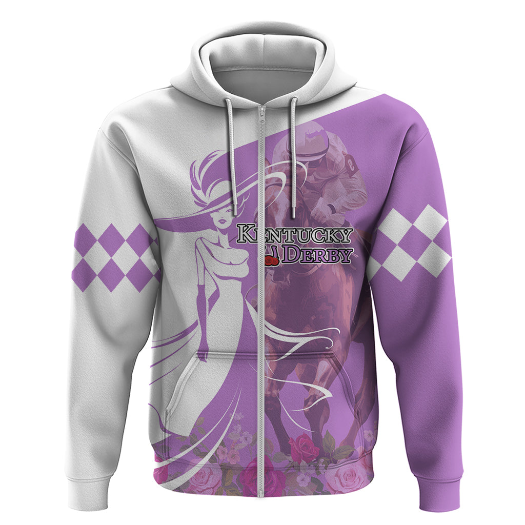 Kentucky Racing Horses Derby Hat Girl Zip Hoodie Purple Color