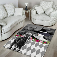 Kentucky Racing Horses Derby Hat Lady Area Rug Churchill Downs and Roses Grayscale - Wonder Print Shop