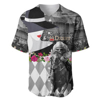 Kentucky Racing Horses Derby Hat Lady Baseball Jersey Churchill Downs and Roses Grayscale - Wonder Print Shop