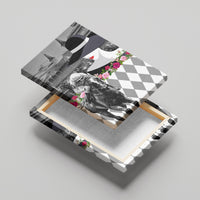 Kentucky Racing Horses Derby Hat Lady Canvas Wall Art Churchill Downs and Roses Grayscale - Wonder Print Shop