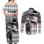 Kentucky Racing Horses Derby Hat Lady Couples Matching Off Shoulder Maxi Dress and Long Sleeve Button Shirt Churchill Downs and Roses Grayscale - Wonder Print Shop