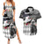 Kentucky Racing Horses Derby Hat Lady Couples Matching Summer Maxi Dress and Hawaiian Shirt Churchill Downs and Roses Grayscale - Wonder Print Shop