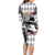 Kentucky Racing Horses Derby Hat Lady Family Matching Long Sleeve Bodycon Dress and Hawaiian Shirt Churchill Downs and Roses Grayscale - Wonder Print Shop