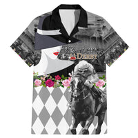 Kentucky Racing Horses Derby Hat Lady Family Matching Mermaid Dress and Hawaiian Shirt Churchill Downs and Roses Grayscale - Wonder Print Shop