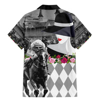 Kentucky Racing Horses Derby Hat Lady Family Matching Mermaid Dress and Hawaiian Shirt Churchill Downs and Roses Grayscale - Wonder Print Shop