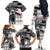 Kentucky Racing Horses Derby Hat Lady Family Matching Off The Shoulder Long Sleeve Dress and Hawaiian Shirt Churchill Downs and Roses Grayscale - Wonder Print Shop