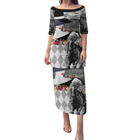 Kentucky Racing Horses Derby Hat Lady Family Matching Puletasi and Hawaiian Shirt Churchill Downs and Roses Grayscale - Wonder Print Shop