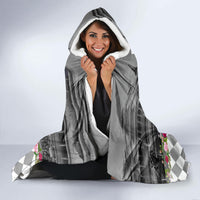 Kentucky Racing Horses Derby Hat Lady Hooded Blanket Churchill Downs and Roses Grayscale