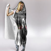 Kentucky Racing Horses Derby Hat Lady Hooded Blanket Churchill Downs and Roses Grayscale