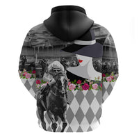 Kentucky Racing Horses Derby Hat Lady Hoodie Churchill Downs and Roses Grayscale - Wonder Print Shop