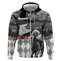 Kentucky Racing Horses Derby Hat Lady Hoodie Churchill Downs and Roses Grayscale - Wonder Print Shop