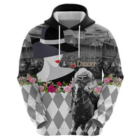 Kentucky Racing Horses Derby Hat Lady Hoodie Churchill Downs and Roses Grayscale - Wonder Print Shop