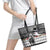 Kentucky Racing Horses Derby Hat Lady Leather Tote Bag Churchill Downs and Roses Grayscale - Wonder Print Shop