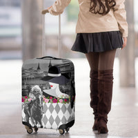 Kentucky Racing Horses Derby Hat Lady Luggage Cover Churchill Downs and Roses Grayscale - Wonder Print Shop