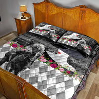 Kentucky Racing Horses Derby Hat Lady Quilt Bed Set Churchill Downs and Roses Grayscale - Wonder Print Shop