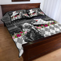 Kentucky Racing Horses Derby Hat Lady Quilt Bed Set Churchill Downs and Roses Grayscale - Wonder Print Shop