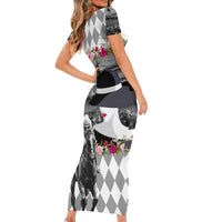Kentucky Racing Horses Derby Hat Lady Short Sleeve Bodycon Dress Churchill Downs and Roses Grayscale - Wonder Print Shop