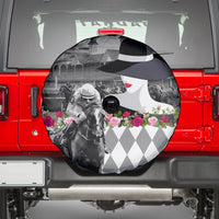 Kentucky Racing Horses Derby Hat Lady Spare Tire Cover Churchill Downs and Roses Grayscale - Wonder Print Shop
