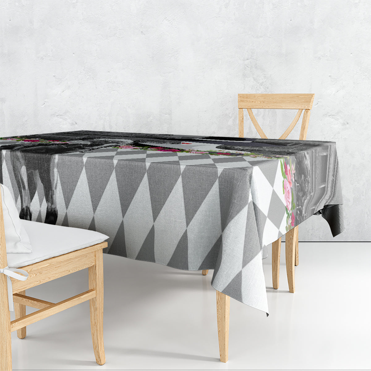 Kentucky Racing Horses Derby Hat Lady Tablecloth Churchill Downs and Roses Grayscale - Wonder Print Shop