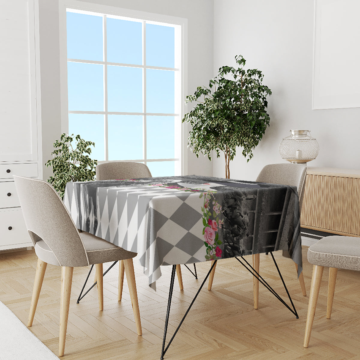 Kentucky Racing Horses Derby Hat Lady Tablecloth Churchill Downs and Roses Grayscale - Wonder Print Shop