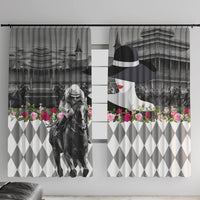 Kentucky Racing Horses Derby Hat Lady Window Curtain Churchill Downs and Roses Grayscale - Wonder Print Shop