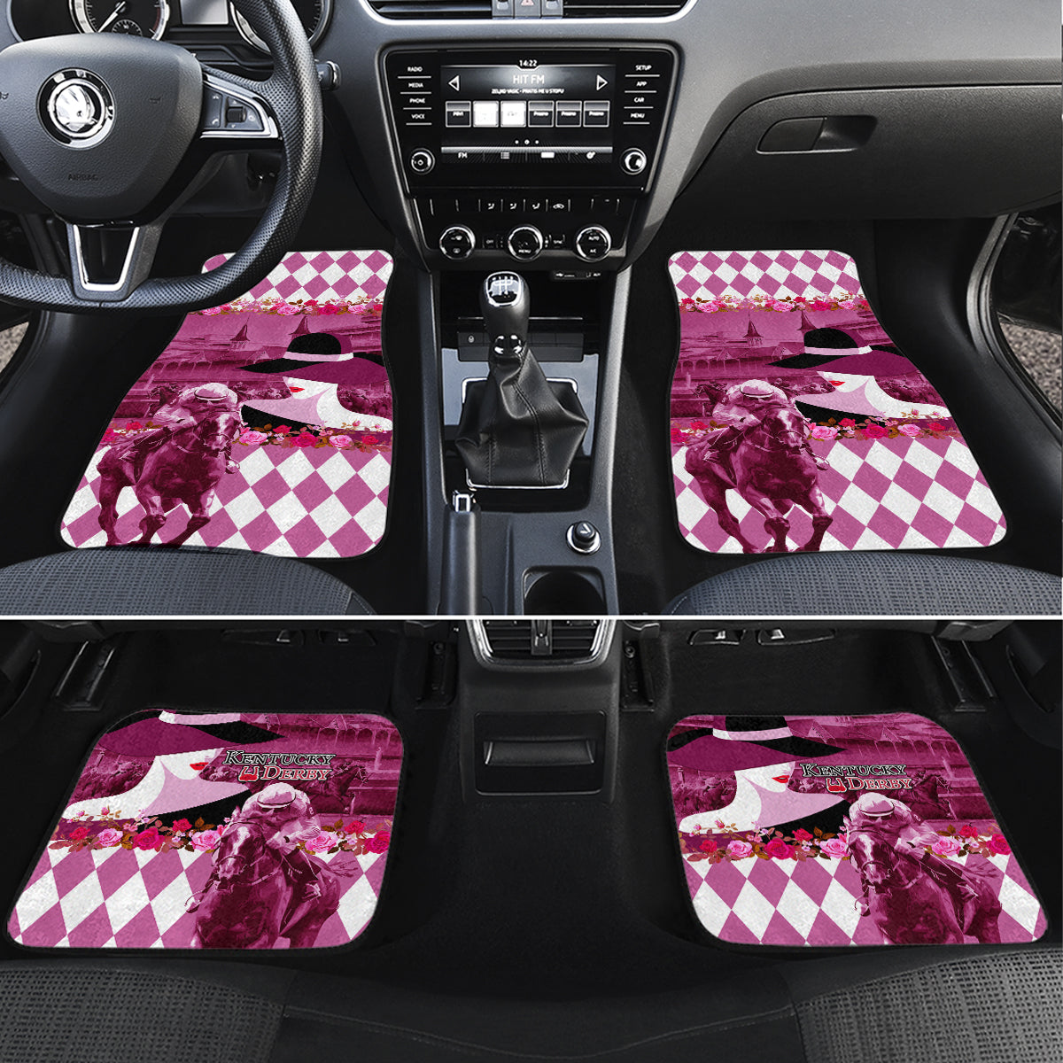 Kentucky Racing Horses Derby Hat Lady Car Mats Churchill Downs and Roses Pink Out - Wonder Print Shop