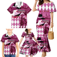 Kentucky Racing Horses Derby Hat Lady Family Matching Mermaid Dress and Hawaiian Shirt Churchill Downs and Roses Pink Out - Wonder Print Shop